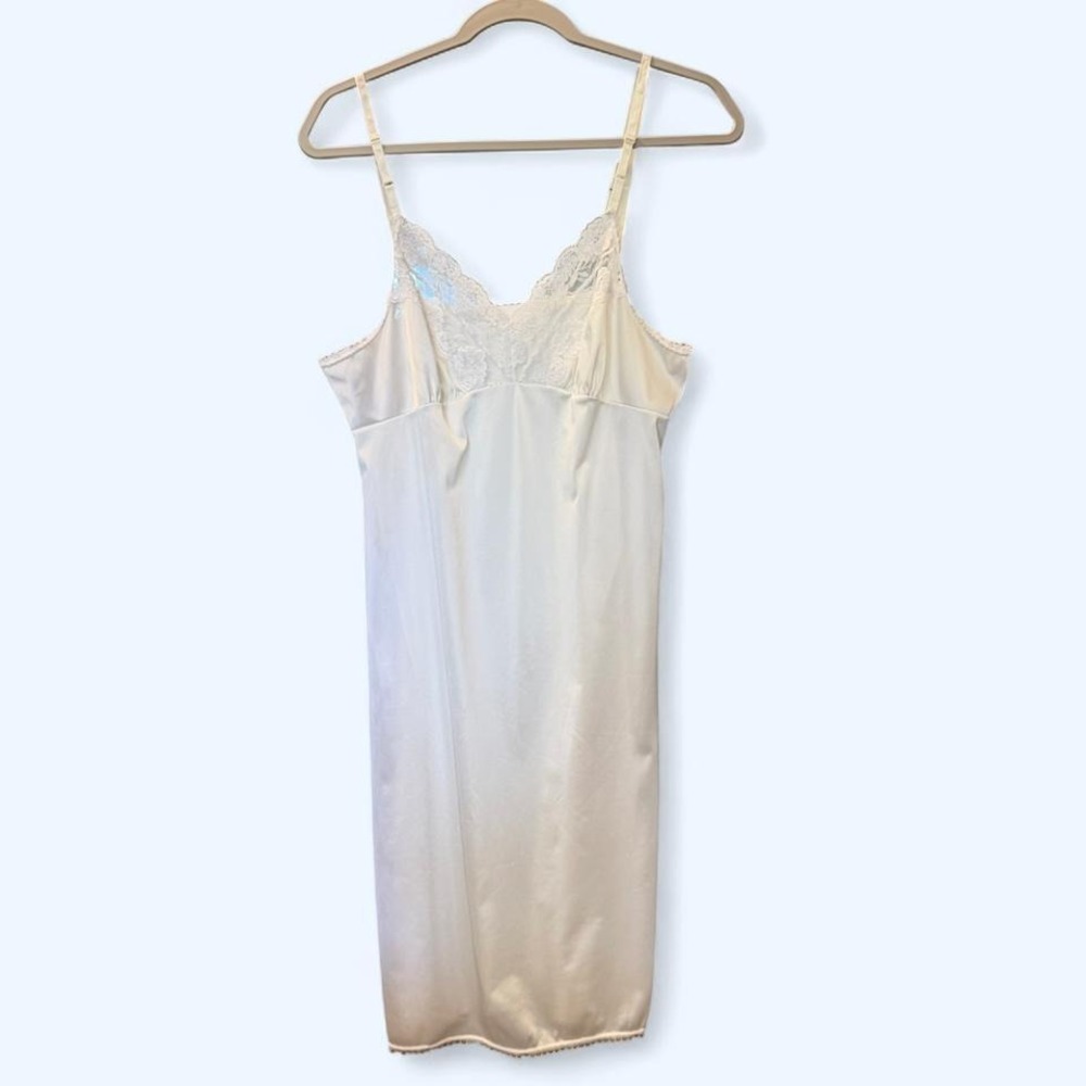 Vintage White Slip Dress Lace Detail Medium Soft Grunge 90's Minimalist